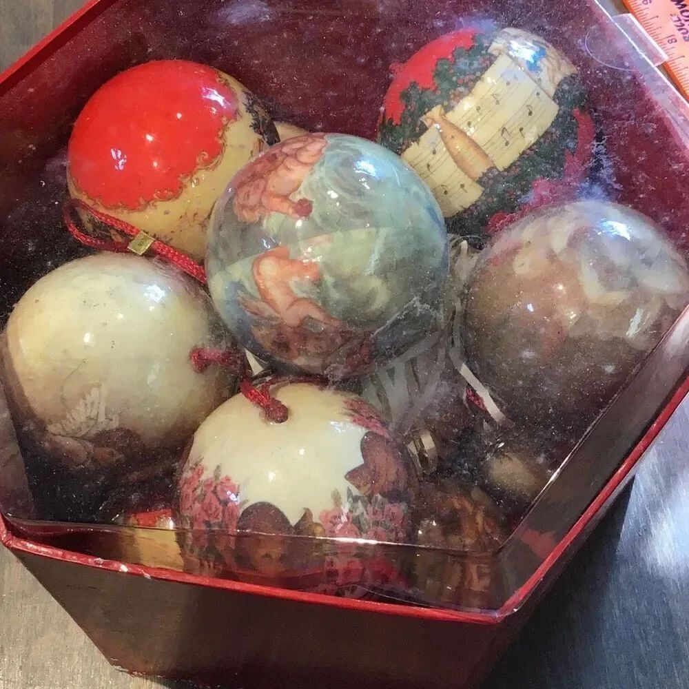 Vintage, JC penny, paper ball, angel ornaments 12 each